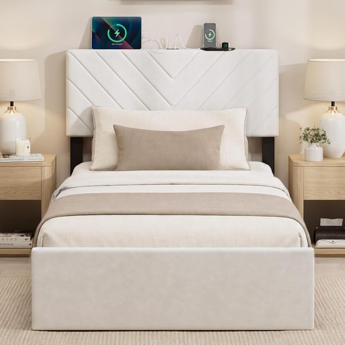 Twin bed frame with adjustable - twin,